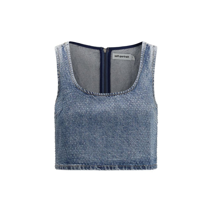 Self-Portrait Blue Cotton Top