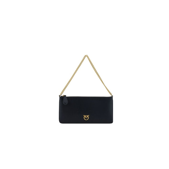 PINKO Black Calf Leather Bos Taurus Shoulder Bag