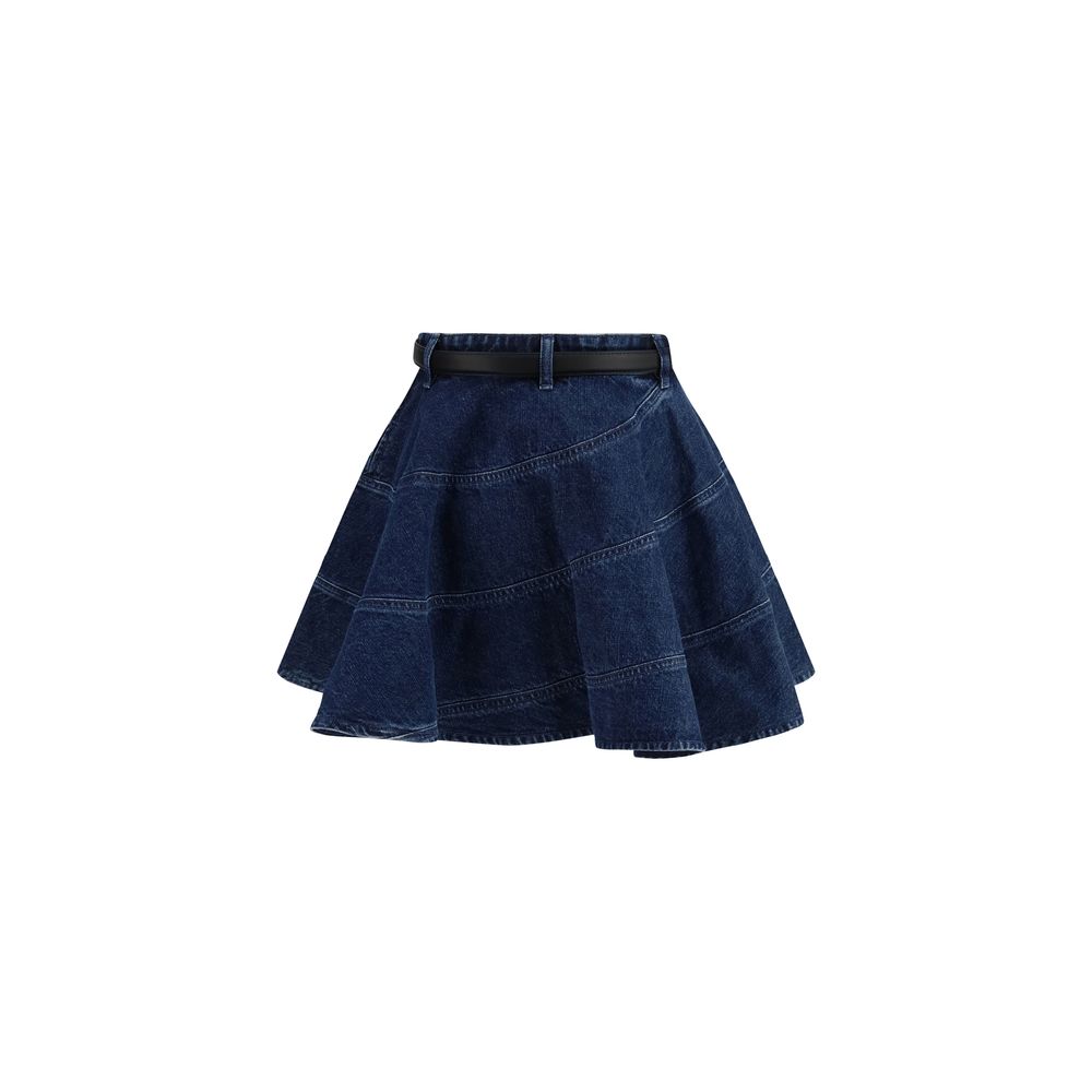 Self-Portrait Blue Denim Skirt