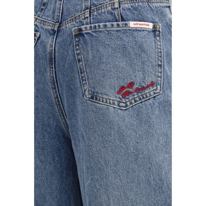 Self-Portrait Blue Cotton Relaxed Fit Jeans