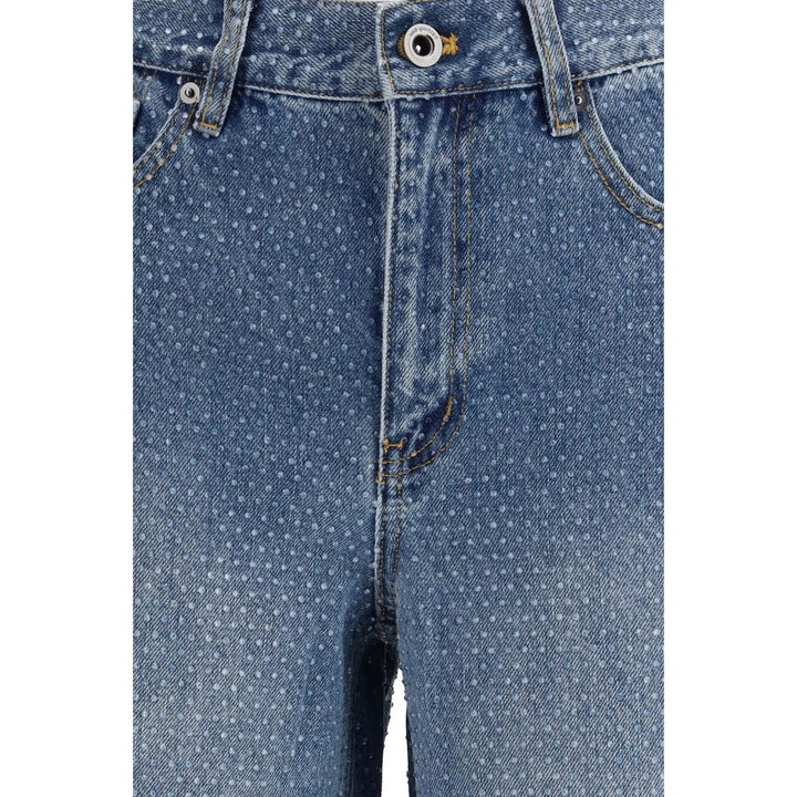 Self-Portrait Blue Cotton Straight-Leg Jeans