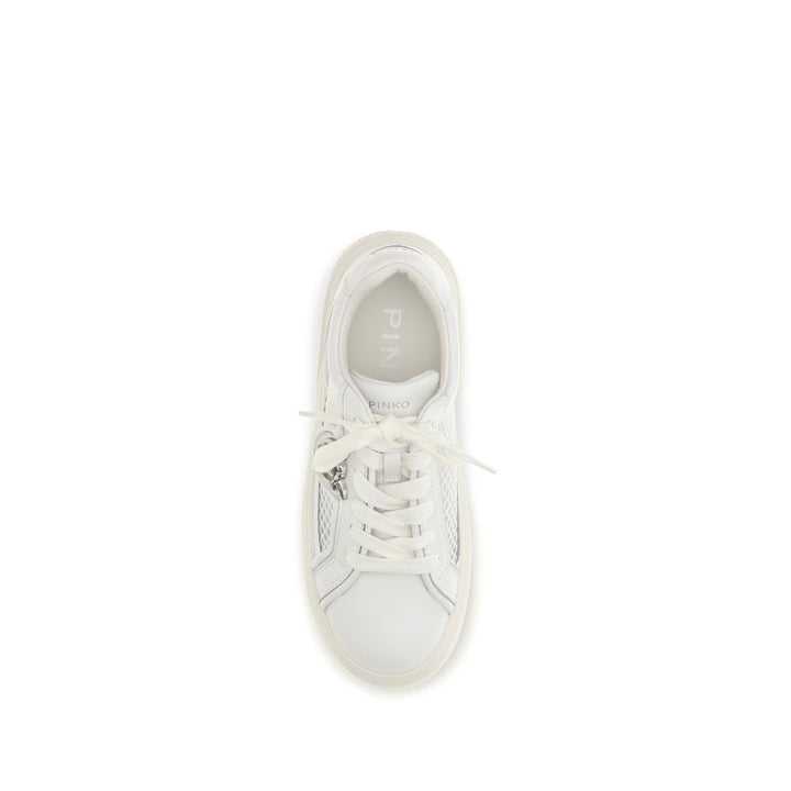 PINKO White Calf Leather Bos Taurus Platform Sneakers