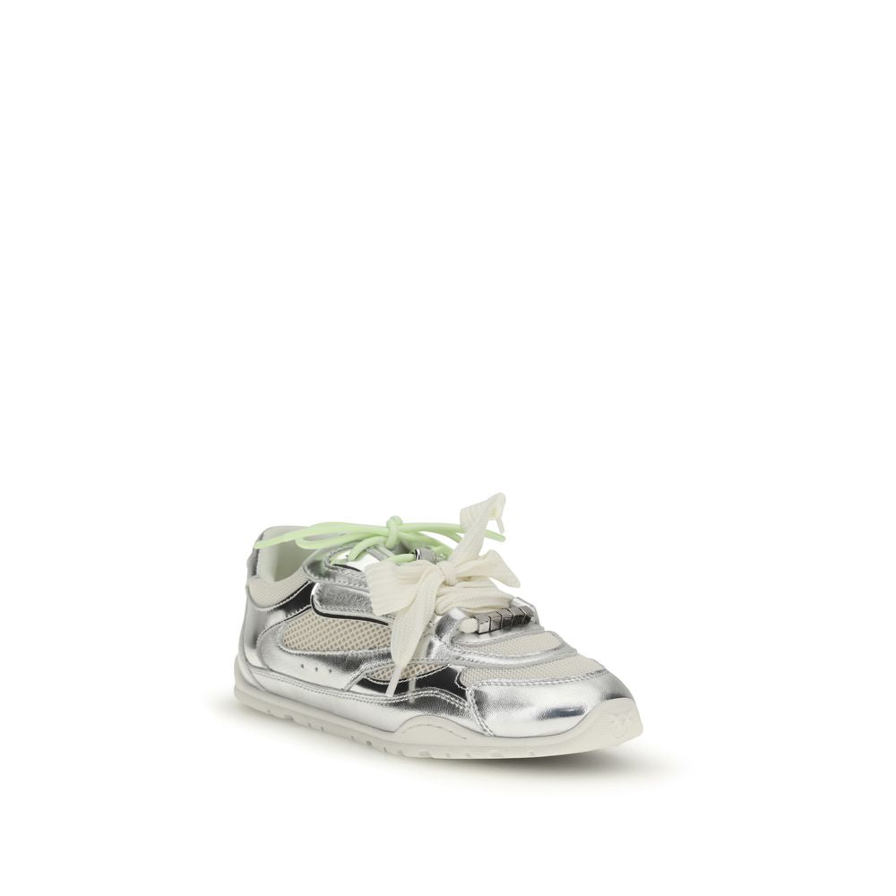 PINKO Silver Calf Leather Bos Taurus Athletic Sneakers