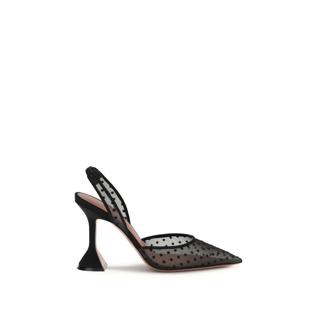 Amina Muaddi Black Polyester Platform Pumps