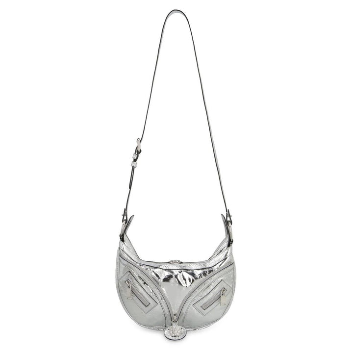 Versace Silver Lamb Leather Shoulder Bag
