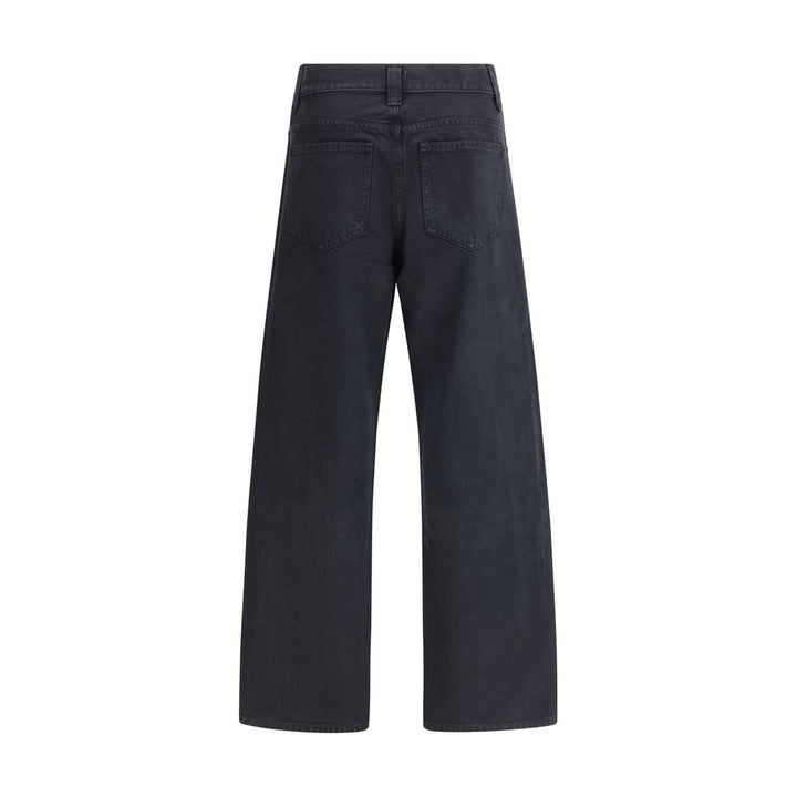 Khaite Black Cotton Straight-Leg Jeans