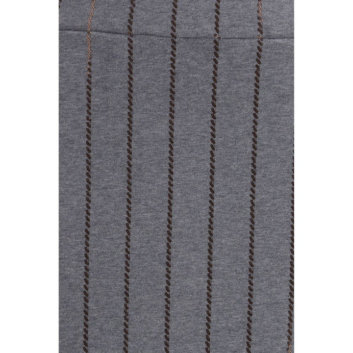 Brunello Cucinelli Gray Cotton Midi Skirt