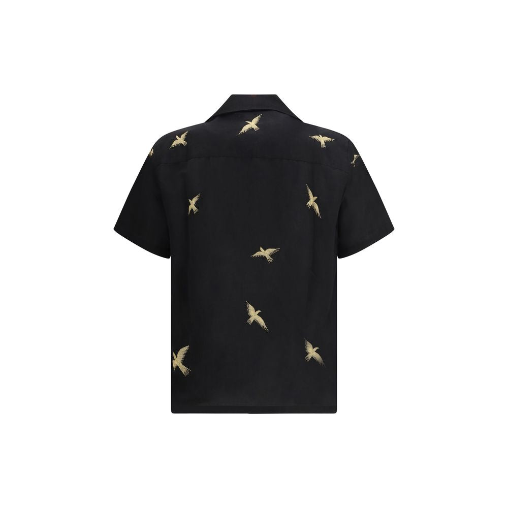 Baziszt Black Cotton Shortsleeve Shirt