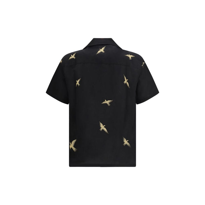 Baziszt Black Cotton Shortsleeve Shirt