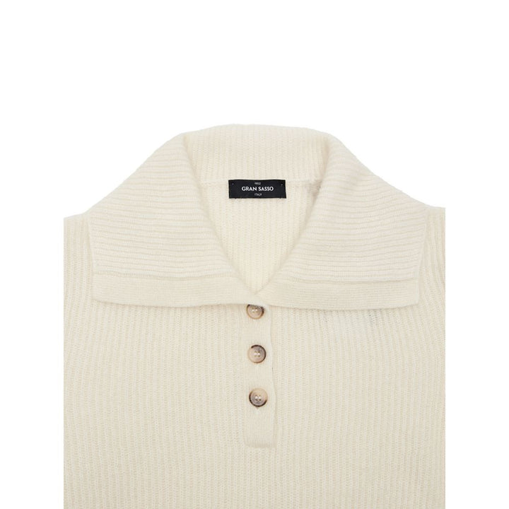 Gran Sasso White Wool Polo Shirt