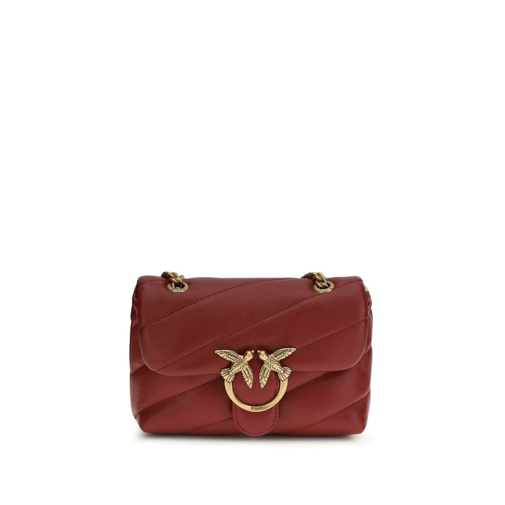 PINKO Bordeaux Calf Leather Bos Taurus Shoulder Bag