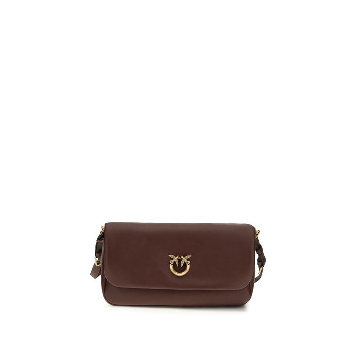 PINKO Brown Calf Leather Bos Taurus Shoulder Bag