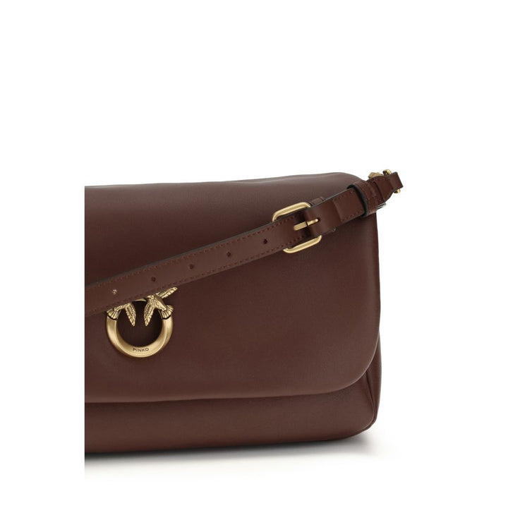 PINKO Brown Calf Leather Bos Taurus Shoulder Bag