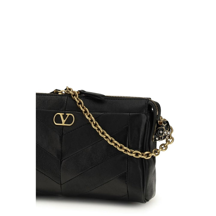 Valentino Garavani Black Calf Leather Bos Taurus Shoulder Bag