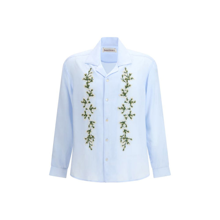 Baziszt Blue Cotton Dress Shirt