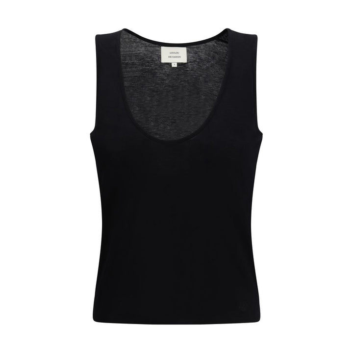 Loulou De Saison Black Cotton Sleeveles T-Shirt