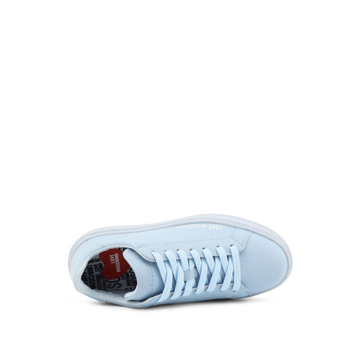 Moschino Blue Leather Low Top Sneakers