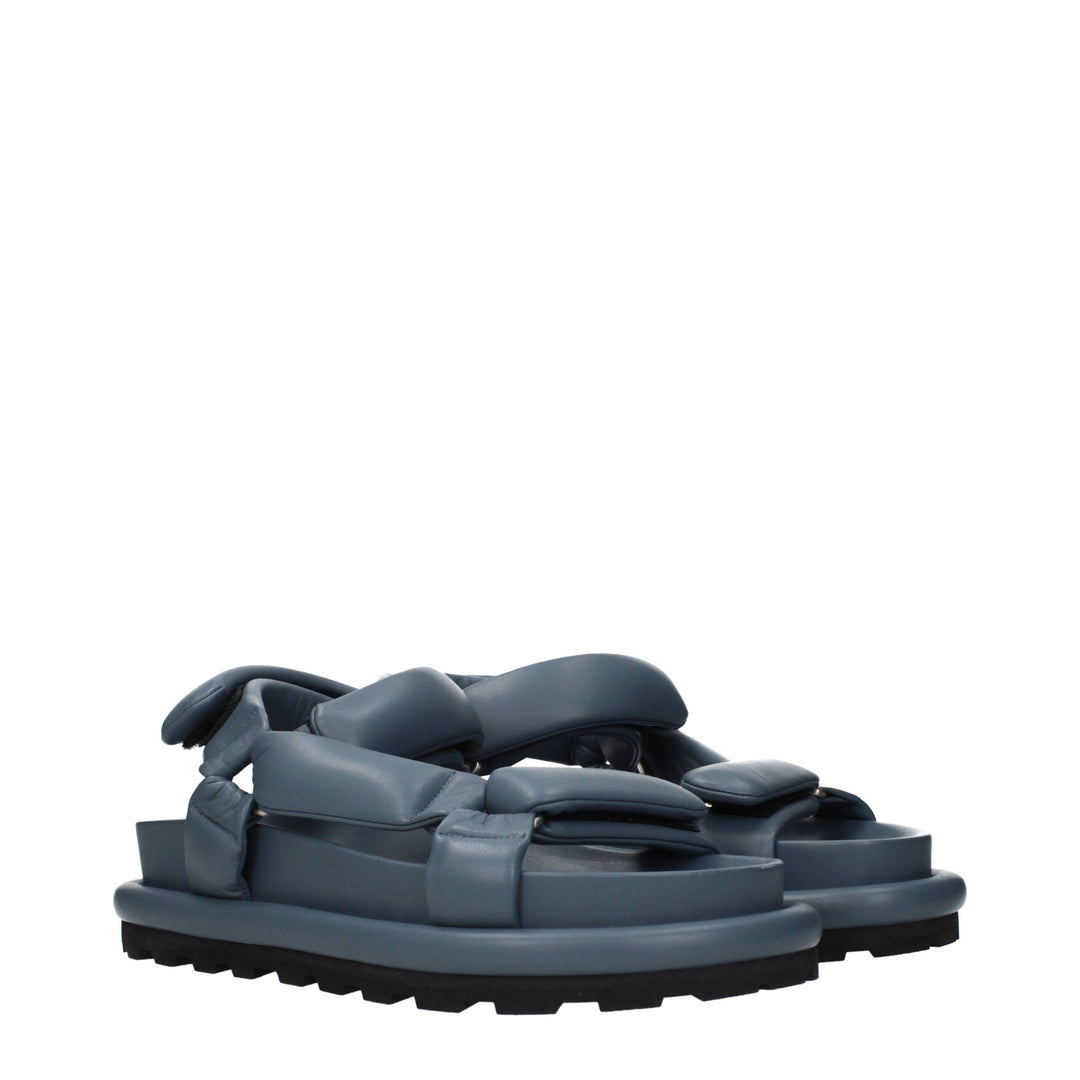 Jil Sander Gray Leather Platform Sandals