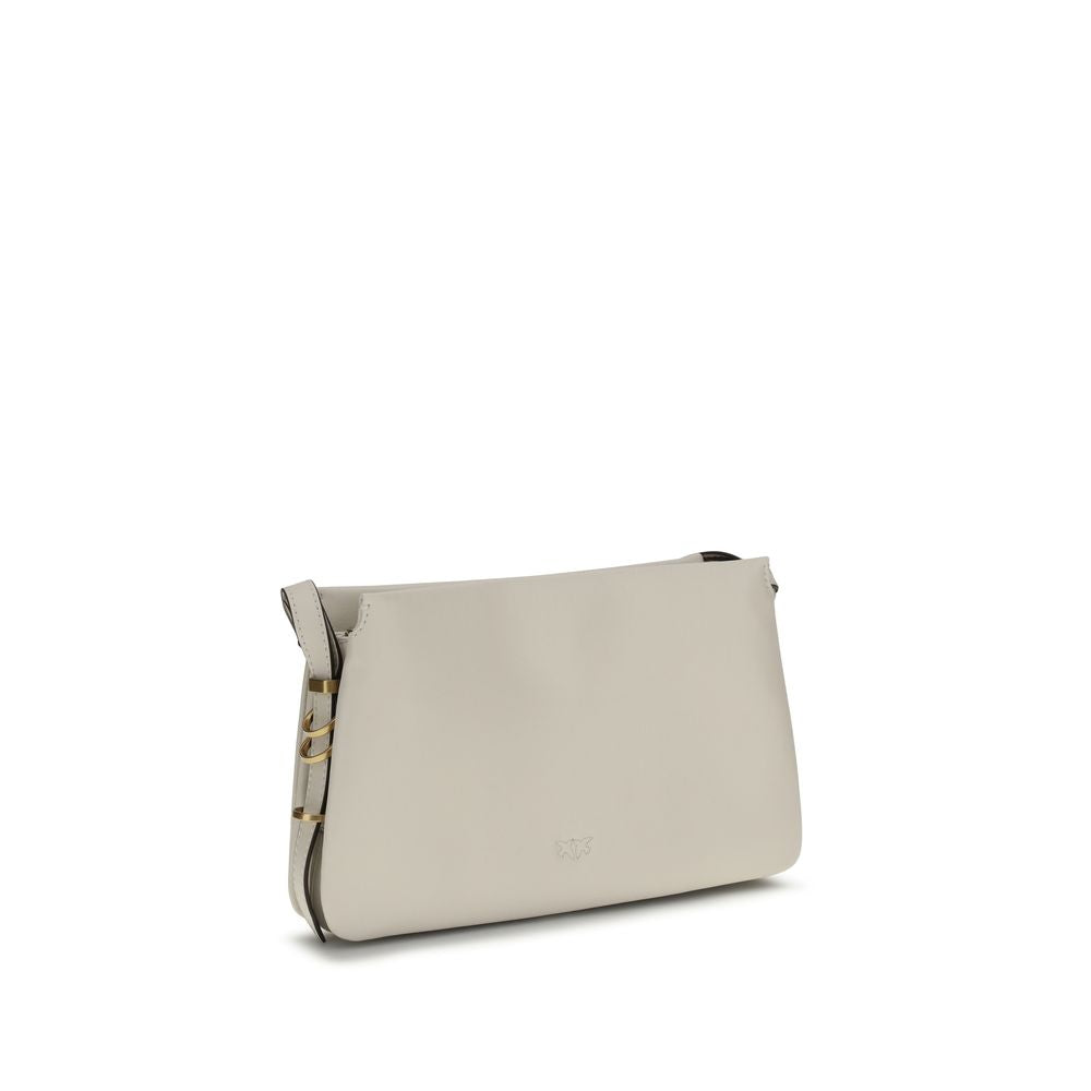 PINKO White Calf Leather Bos Taurus Shoulder Bag