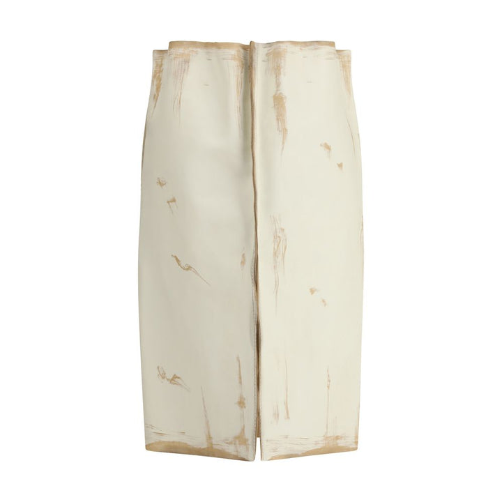 Prada White Calf Leather Bos Taurus Midi Skirt