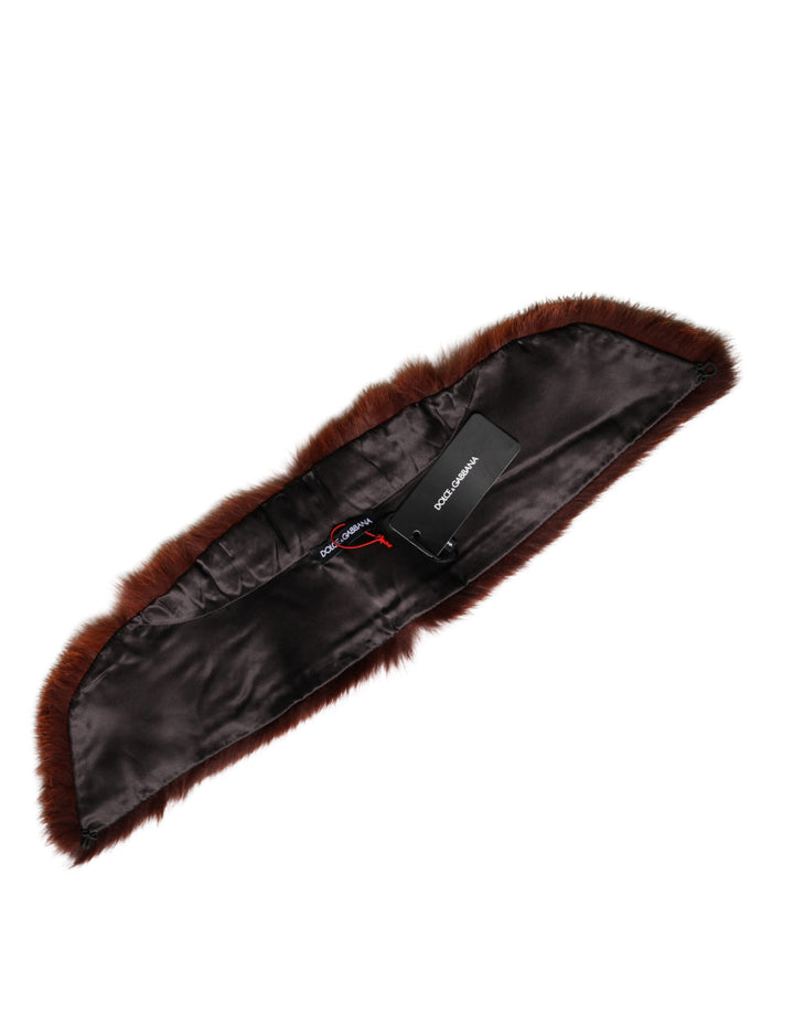 Dolce & Gabbana Brown Mink Fur Collar Women Neck Wrap 60cm x 14cm  Scarf