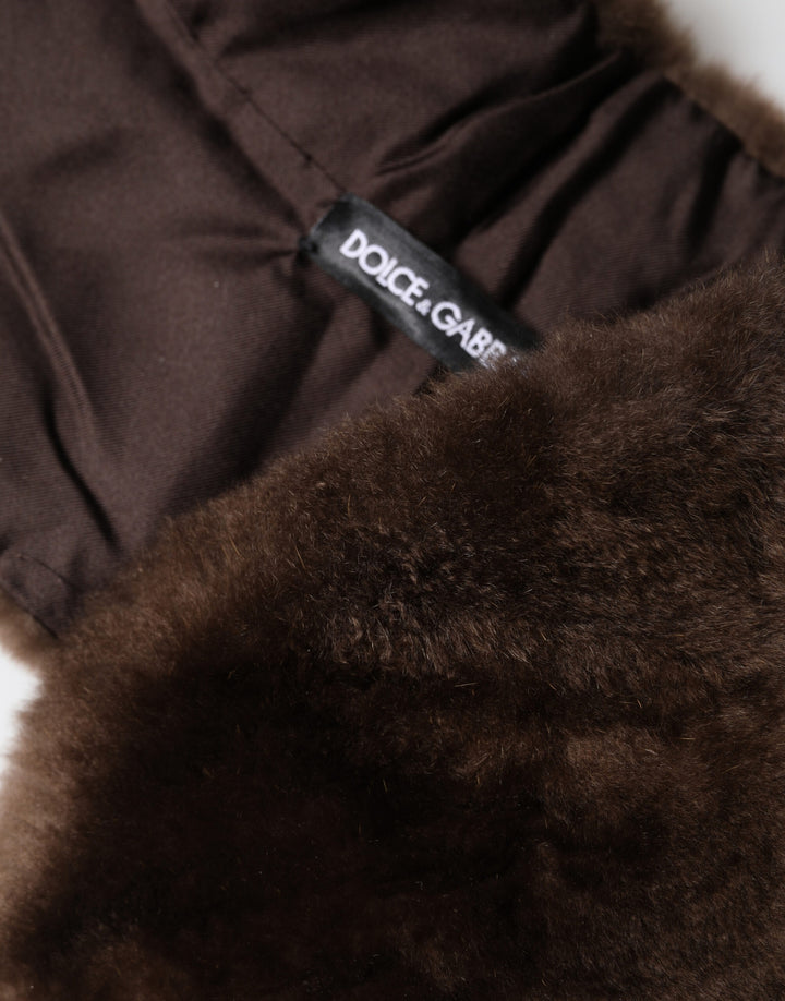 Dolce & Gabbana Brown Fur Shoulder Collar Neck Wrap 60cm x 14cm Scarf