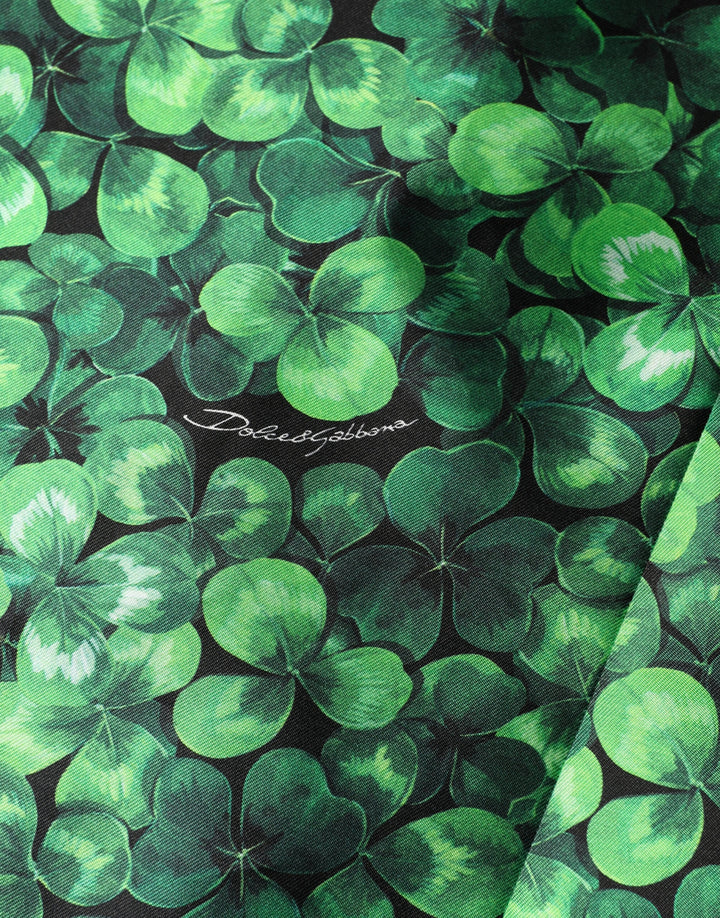 Dolce & Gabbana Green Clover Print Sleeveless A-Line  Dress