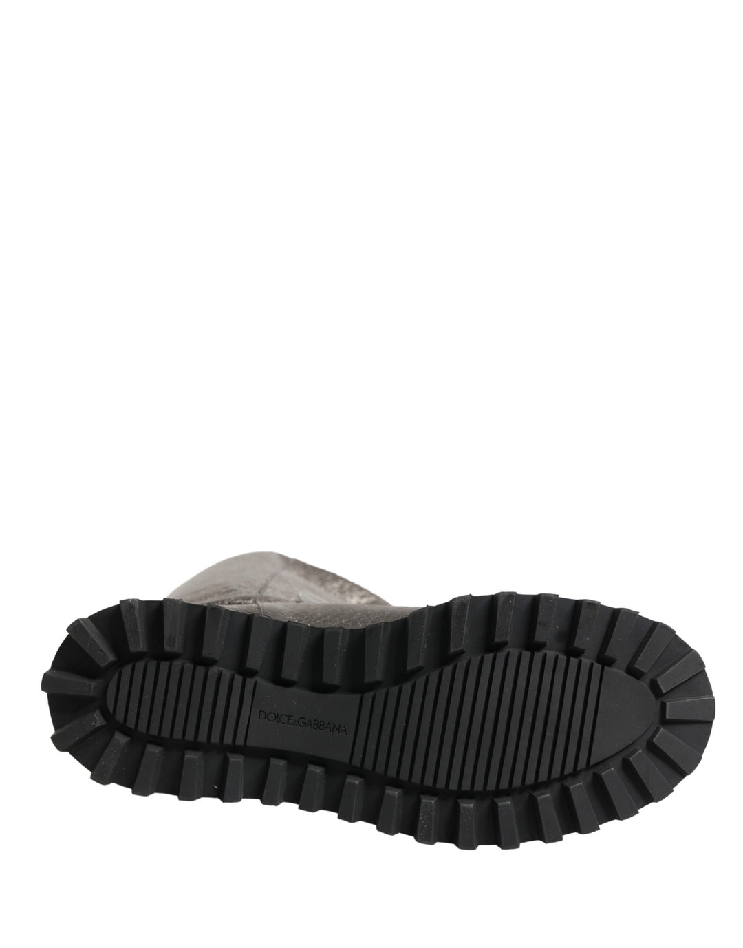 Dolce & Gabbana Metallic Silver Leather Mid Calf Boots Shoes