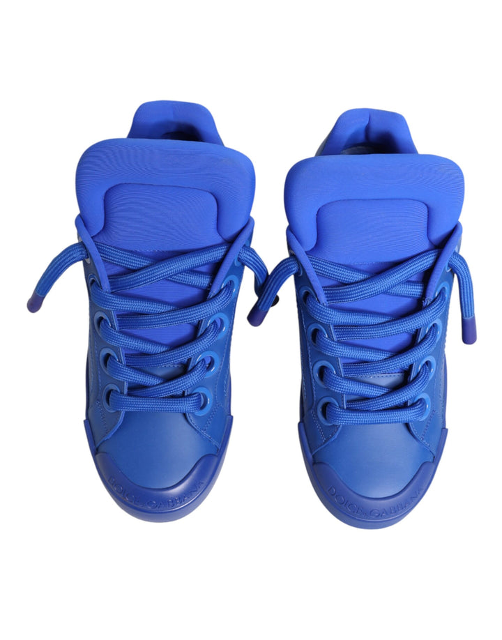 Dolce & Gabbana Blue Leather DG Logo Sole Low Top Sneakers Shoes