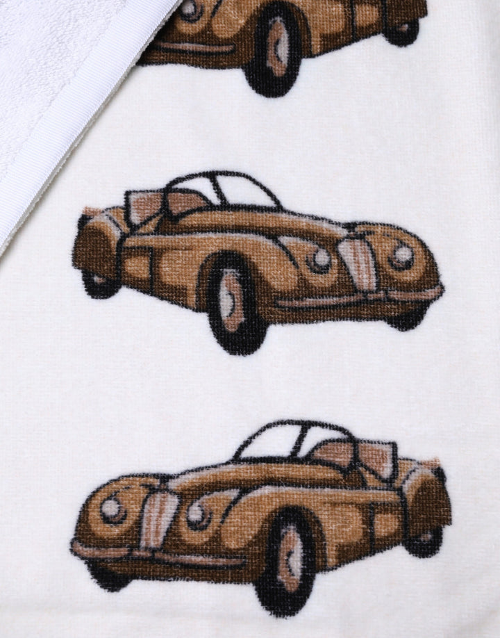 Dolce & Gabbana Towel White Cotton Car Graphic Print 115cm x 180cm Beach