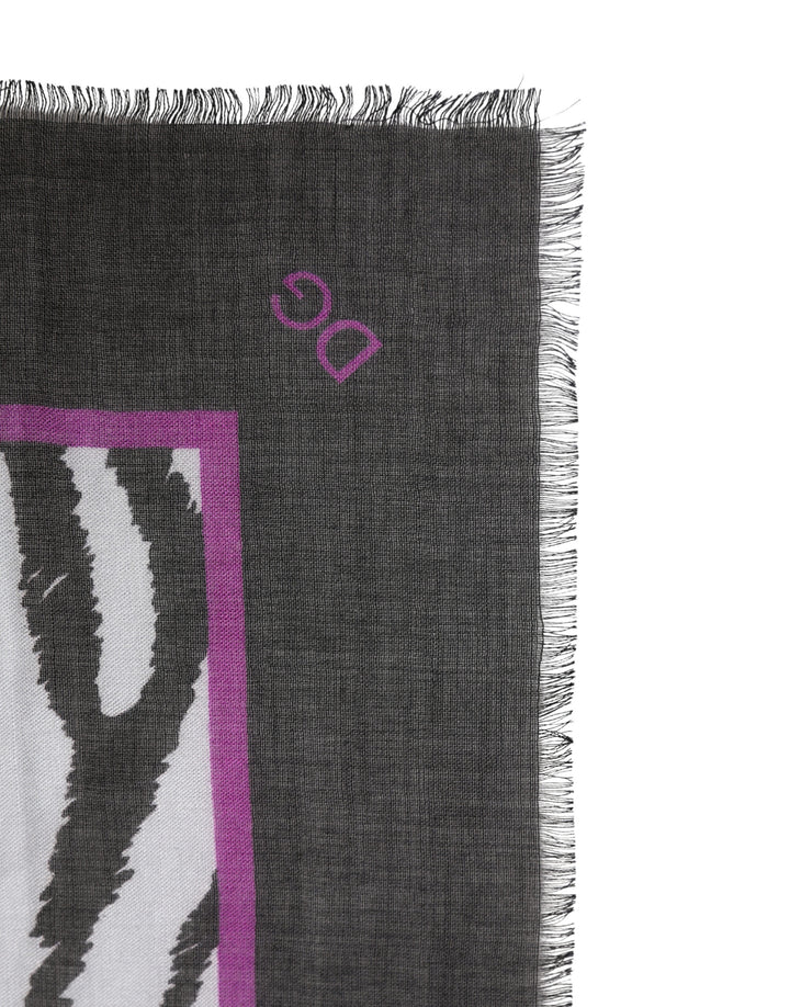 Dolce & Gabbana White Black Zebra Pattern Shawl 255cm x 132cm Men Scarf