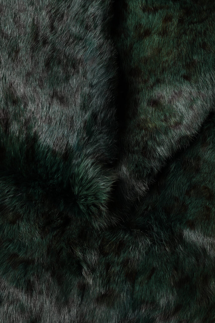 Dolce & Gabbana Black Green Stripe Fur Shawl Neck Wrap 180cm x49cm  Scarf