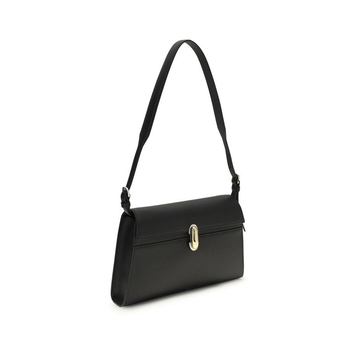 Savette Black Calf Leather Bos Taurus Shoulder Bag