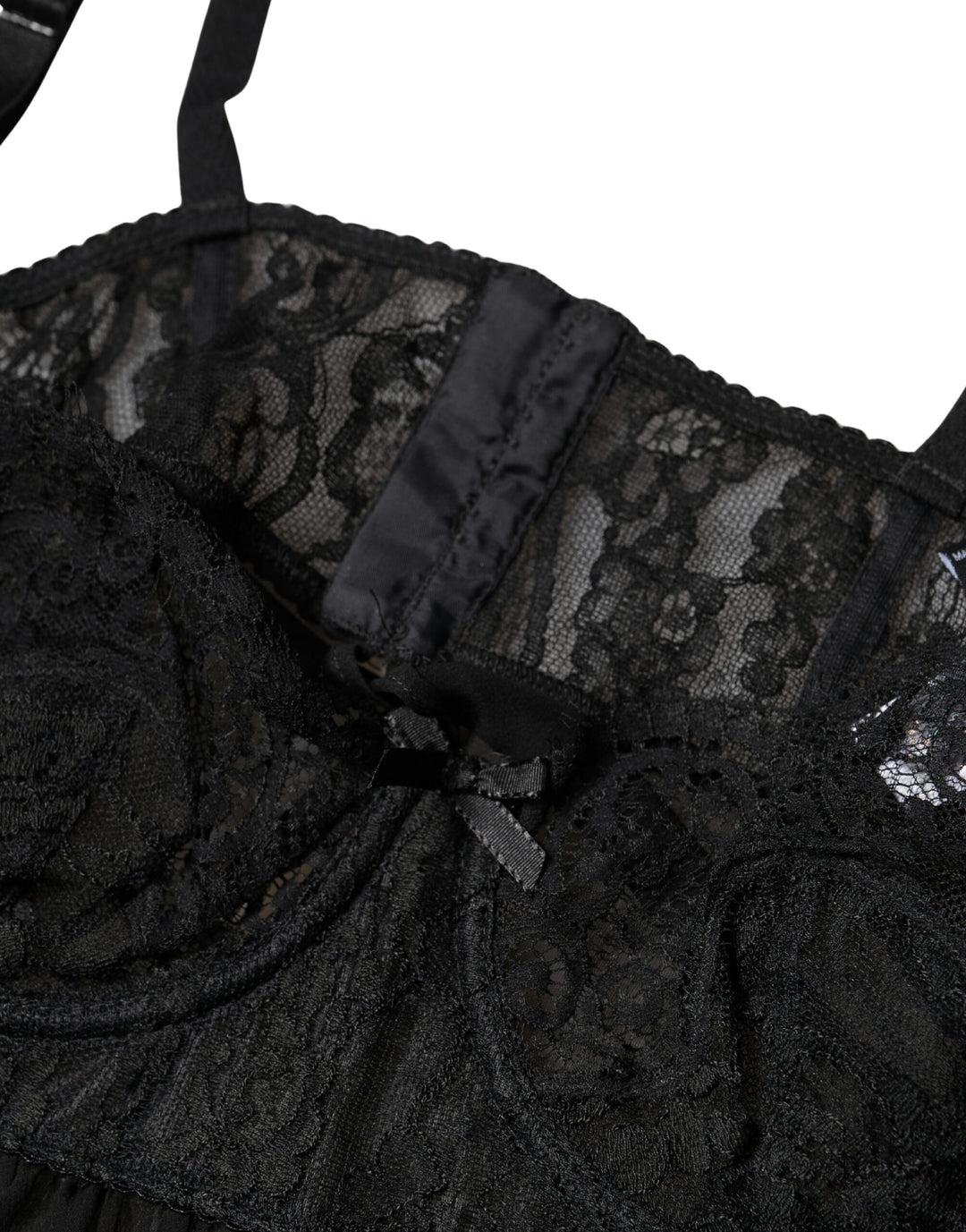 Dolce & Gabbana Black Silk Floral Lace Lingerie Top Underwear