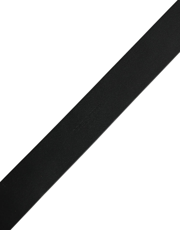 Dolce & Gabbana Black Calf Leather Gold Metal Buckle  Belt