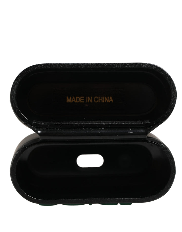Dolce & Gabbana Black PVC Embossed Logo Flip Holder Women Airpods Case