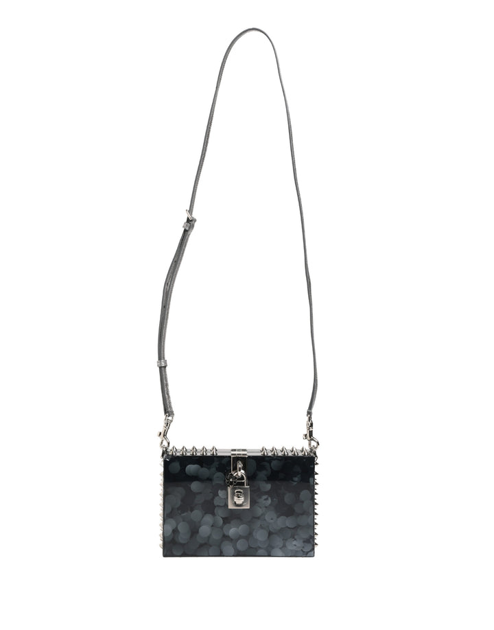 Dolce & Gabbana Black Acrylic Plexiglass Studded DOLCE BOX Clutch Bag