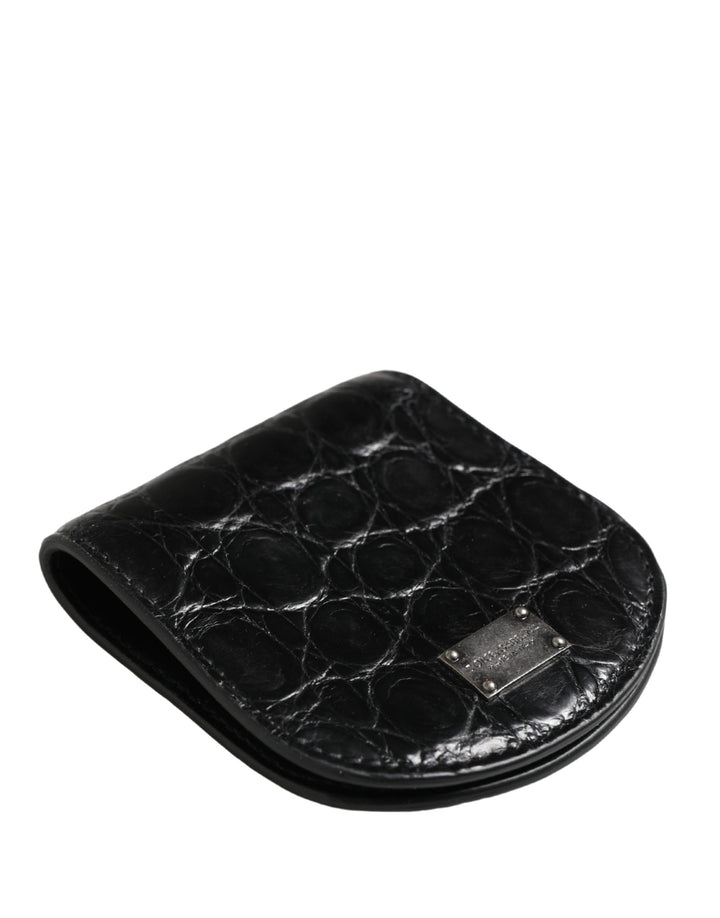 Dolce & Gabbana Black Exotic Skin Condom Case Holder Pocket Wallet