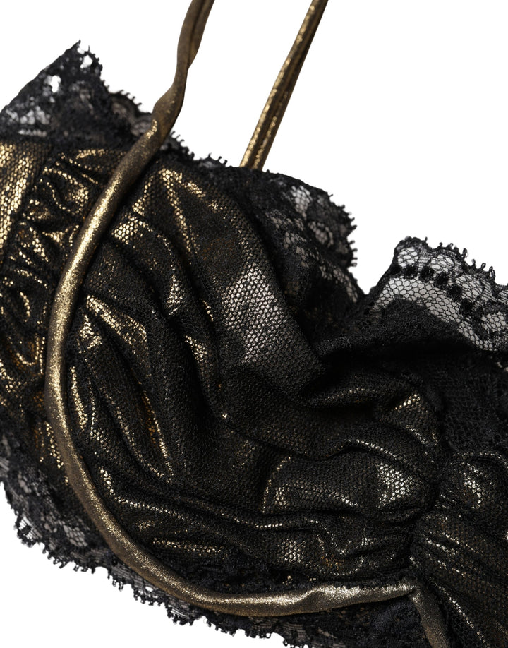 Dolce & Gabbana Black Silk Underwired Balconnet Bra Underwear