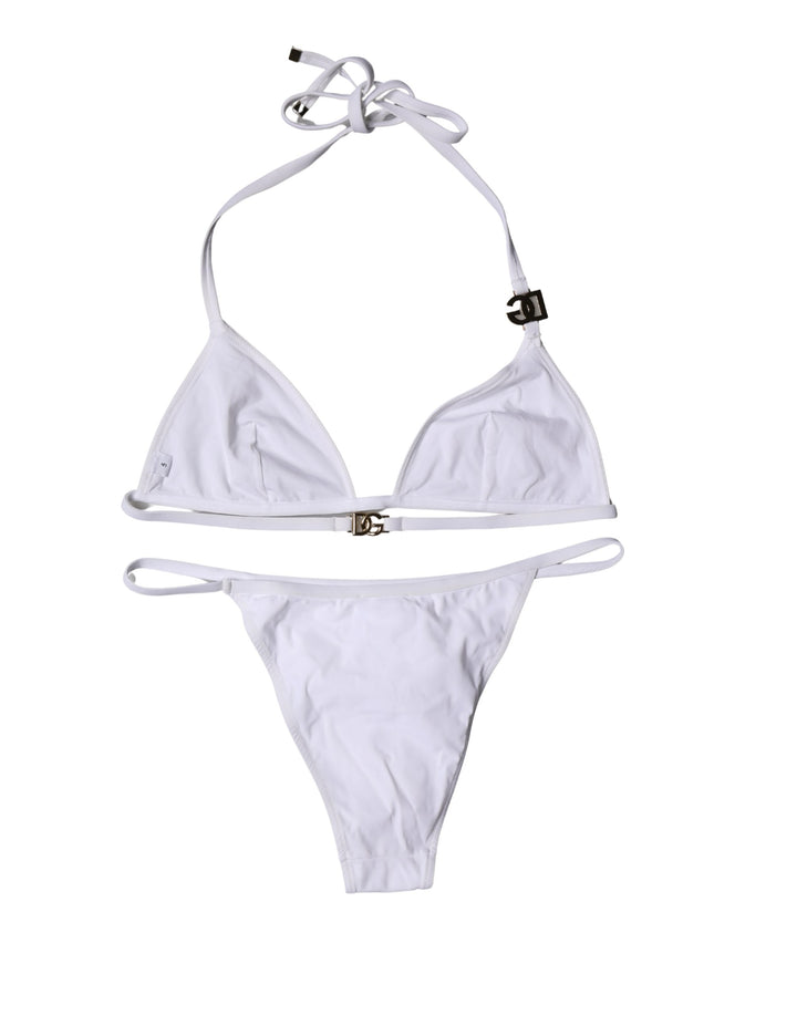 Dolce & Gabbana White Logo Swimsuit 2 Piece Top Bottom Swimwear
