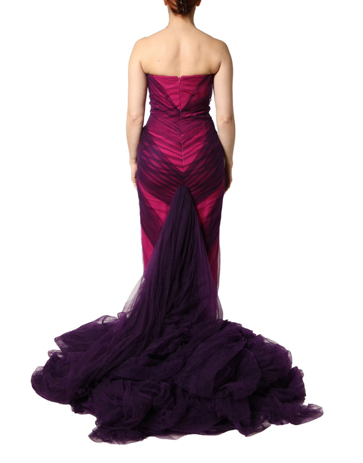 Dolce & Gabbana Pink Black Strapless Sheath Mermaid  Dress