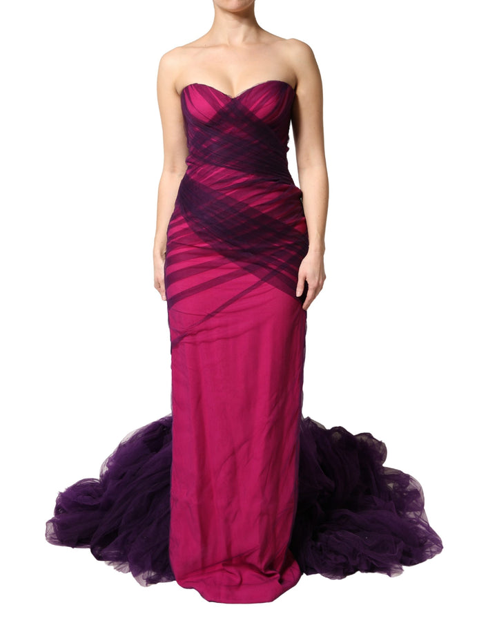 Dolce & Gabbana Pink Black Strapless Sheath Mermaid  Dress