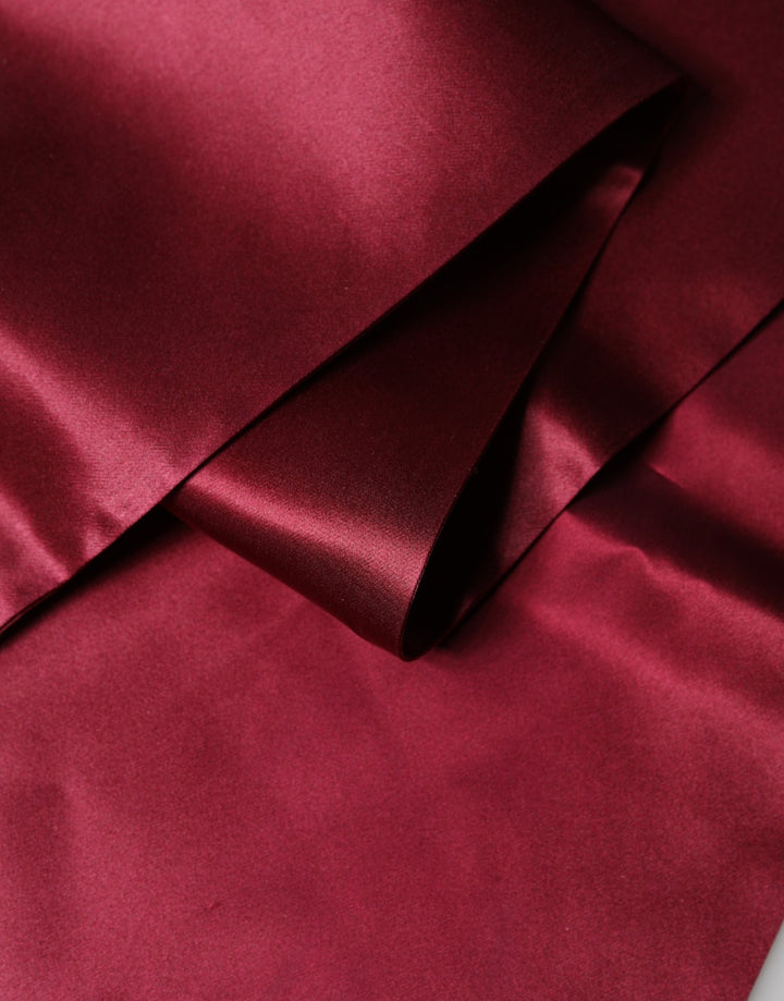 Dolce & Gabbana Red Satin Silk Fringes Men Foulard 137.5cm x14.5cm Scarf