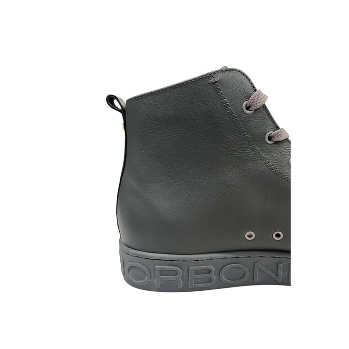 Borbonese Grey Genuine Leather Men Sneaker