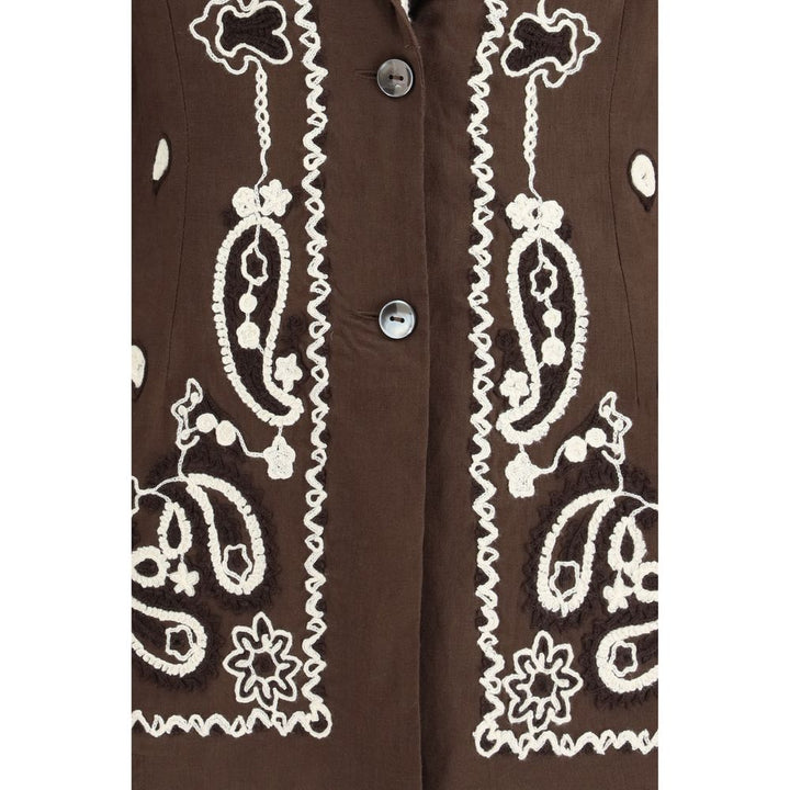 P.A.R.O.S.H. Brown Linen Pattern Shirt
