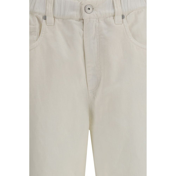 Brunello Cucinelli White Cotton Casual Pants
