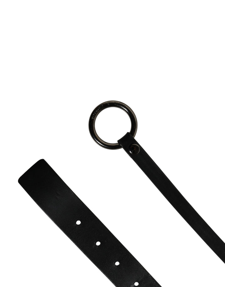 Dolce & Gabbana Men Black Calfskin Leather Metal Buckle Belt