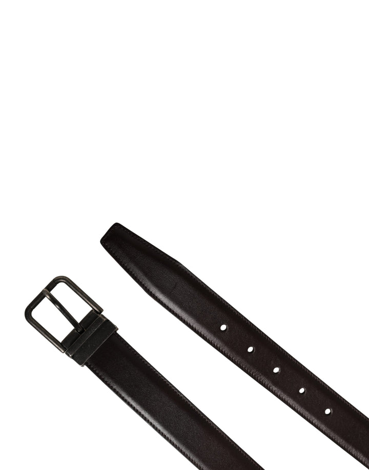 Dolce & Gabbana Men Brown Classic Leather Metal Buckle Belt