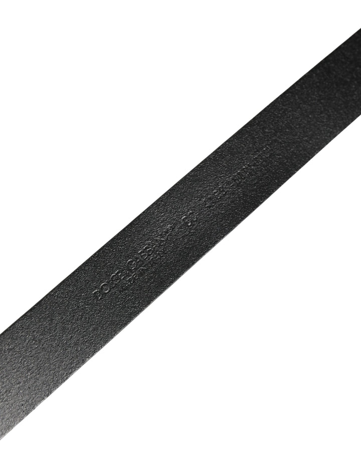 Dolce & Gabbana Men Black Classic Leather Logo Buckle Belt