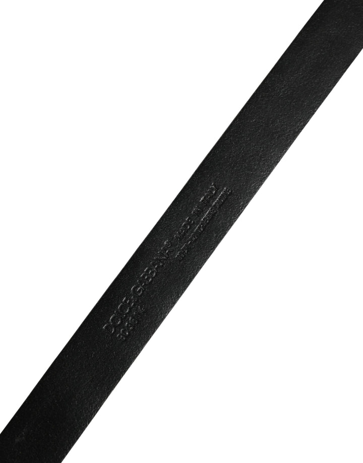 Dolce & Gabbana Men Black Exotic Leather Metal Buckle Belt